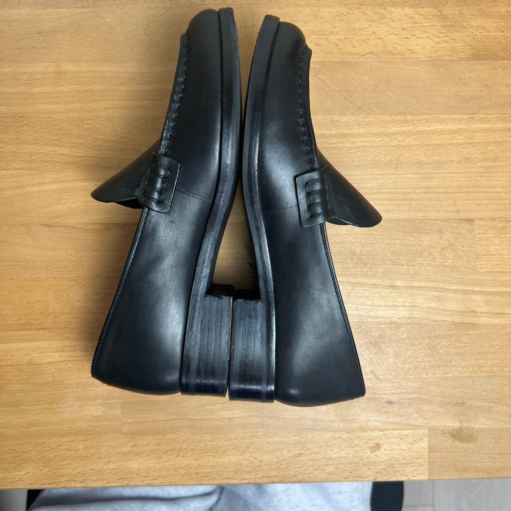 Rag‎ & Bone Black Leather Penny Loafers Women Size 37.5 Classic Slip On Shoes - Picture 5 of 12